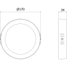 Mexen LDSR LED-Deckenleuchte Aufputzmontage ø 17 cm, 12W, Neutral - 4000K, 1320 lm, weiß - L212-017-1240-20