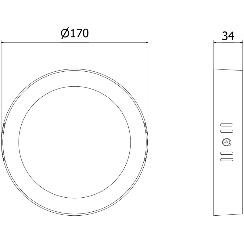 Mexen LDSR LED-Deckenleuchte Aufputz fi 17 cm, 12W, Neutral - 4000K, 960 lm, schwarz - L212-017-1240-70