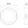 Mexen LDSR LED-Deckenleuchte zur Aufputzmontage Durchmesser 17 cm, 12W, Kalt - 6500K, 1320 lm, weiß - L212-017-1265-20