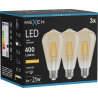 Mexen Vintis 3x LED-Filamentlampe E27, ST64, 4W, Warm - 2200K, 400 lm, bernstein - L152-E27-0422-50x03