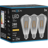 Mexen Vintis 3x LED-Filamentlampe E27, ST64, 4W, Warm - 2200K, 300 lm, Rauch - L152-E27-0422-70x03