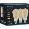 Mexen Vintis 3x LED-Filament-Glühbirne E27, ST64, 4W, Warm - 2700K, 400 lm, Bernstein - L152-E27-0427-50x03
