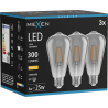 Mexen Vintis 3x LED-Filament-Glühbirne E27, ST64, 4W, Warm - 2700K, 300 lm, Rauch - L152-E27-0427-70x03