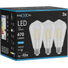 Mexen Vintis 3x LED-Filament-Glühbirne E27, ST64, 4W, Kalt - 6500K, 470 lm, klar - L152-E27-0465-00x03