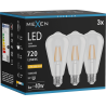 Mexen Vintis 3x LED-Filamentlampe E27, ST64, 6W, Warm - 2200K, 720 lm, klar - L152-E27-0622-00x03