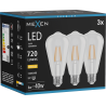 Mexen Vintis 3x LED-Filament-Glühbirne E27, ST64, 6W, Warm - 2700K, 720 lm, klar - L152-E27-0627-00x03