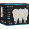 Mexen Vintis 3x LED-Filamentlampe E27, ST64, 6W, Kalt - 6500K, 720 lm, klar - L152-E27-0665-00x03
