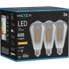 Mexen Vintis 3x LED-Filamentlampe E27, ST64, 8W, Warm - 2200K, 600 lm, rauch - L152-E27-0822-70x03