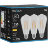 Mexen Vintis 3x LED-Filamentlampe E27, ST64, 8W, Warm - 2700K, 1055 lm, klar - L152-E27-0827-00x03