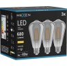 Mexen Vintis 3x LED-Filamentlampe E27, ST64, 8W, Warm - 2700K, 680 lm, Rauch - L152-E27-0827-70x03