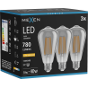 Mexen Vintis 3x LED-Filamentlampe E27, ST64, 10W, Warm - 2200K, 780 lm, Rauch - L152-E27-1022-70x03