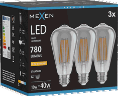 Mexen Vintis 3x LED-Filamentlampe E27, ST64, 10W, Warm - 2200K, 780 lm, Rauch - L152-E27-1022-70x03