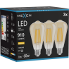 Mexen Vintis 3x LED-Filament-Glühbirne E27, ST64, 10W, Warm - 2700K, 910 lm, amber - L152-E27-1027-50x03