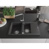 Mexen Gaspar Granitspüle 1,5-Becken mit Abtropffläche und Küchenarmatur Rita, schwarz gesprenkelt - 6507-76-670300-00