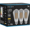Mexen Vintis 3x LED-Filament-Glühbirne E27, ST64, 10W, Warm - 2700K, 780 lm, Rauch - L152-E27-1027-70x03