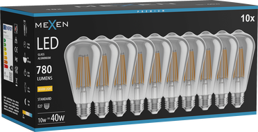 Mexen Vintis 10x LED-Filamentlampe E27, ST64, 10W, Warm - 2700K, 780 lm, Rauch - L152-E27-1027-70x10