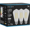 Mexen Vintis 3x LED-Filament-Glühbirne E27, ST64, 10W, Neutral - 4000K, 1320 lm, klar - L152-E27-1040-00x03