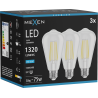 Mexen Vintis 3x LED-Filament-Glühbirne E27, ST64, 10W, Kalt - 6500K, 1320 lm, klar - L152-E27-1040-00x03 - L152-E27-1065-00x03