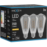 Mexen Vintis 3x Filament-Glühbirne Spirale LED E27, ST64, 6W, Warm - 2200K, 350 lm, Rauch - L162-E27-0622-70x03