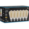 Mexen Vintis 6x Filament-LED-Glühbirne Spirale E27, ST64, 6W, Warm - 2700K, 530 lm, bernsteinfarben - L162-E27-0627-50x06