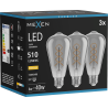 Mexen Vintis 3x LED-Filament-Spiral-Lampe E27, ST64, 6W, Warm - 2700K, 510 lm, Smoke - L162-E27-0627-70x03