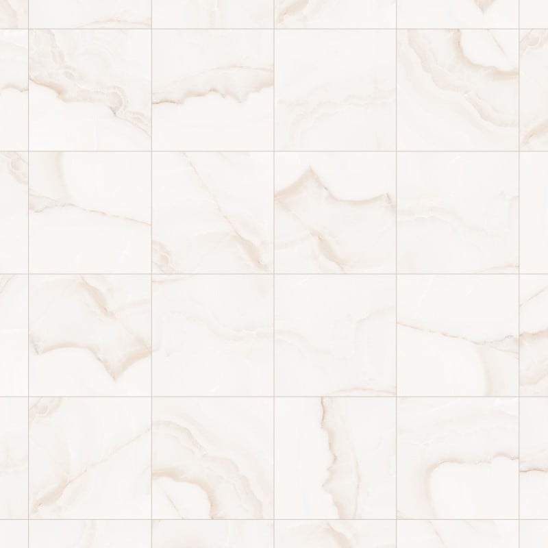 Mexen Onyx Weißer glasierter Rektifikat-Gres G1, Boden- und Wandfliese 60 x 60 cm, glänzend - TL106-060-060-01