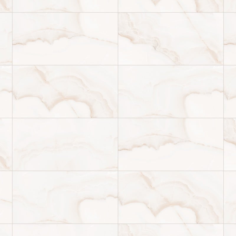 Mexen Onyx Weißer glasierter Feinsteinzeug Rekt. G1, Boden- und Wandfliese 120 x 60 cm, glänzend - TL106-120-060-01