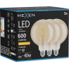 Mexen Vintis 3x LED Filament Glühbirne E27, G125, 6W, Warm - 2200K, 600 lm, amber - L158-E27-0622-50x03