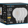 Mexen Vintis 3x LED-Filamentlampe E27, G125, 6W, Warm – 2700K, 720 lm, klar - L158-E27-0627-00x03