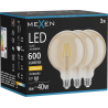 Mexen Vintis 3x LED-Filament-Glühbirne E27, G125, 6W, Warm - 2700K, 600 lm, amber - L158-E27-0627-50x03