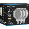 Mexen Vintis 3x LED-Filament-Glühlampe E27, G125, 6W, Warm - 2700K, 510 lm, Rauch - L158-E27-0627-70x03