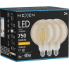 Mexen Vintis 3x LED-Filamentlampe E27, G125, 8W, Warm - 2200K, 750 lm, amber - L158-E27-0822-50x03