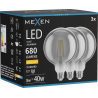 Mexen Vintis 3x LED-Filament-Glühbirne E27, G125, 8W, Warm - 2700K, 680 lm, smoke - L158-E27-0827-70x03