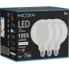 Mexen Vintis 3x LED-Filamentlampe E27, G125, 8W, Neutral - 4000K, 1055 lm, klar - L158-E27-0840-00x03