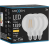 Mexen Vintis 3x LED-Filamentlampe E27, G125, 10W, Warm - 2700K, 1320 lm, klar - L158-E27-1027-00x03