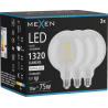 Mexen Vintis 3x LED-Filamentlampe E27, G125, 10W, Neutral - 4000K, 1320 lm, klar - L158-E27-1040-00x03