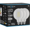 Mexen Vintis 3x Filament LED Glühbirne E27, G125, 12W, Neutral - 4000K, 1560 lm, klar - L158-E27-1240-00x03
