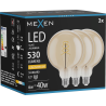 Mexen Vintis 3x LED-Filament-Glühbirne Spirale E27, G125, 6W, Warm - 2200K, 530 lm, Amber - L168-E27-0622-50x03