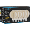 Mexen Vintis 6x Filament-Glühbirne Spirale LED E27, G125, 6W, Warm - 2200K, 530 lm, Bernstein - L168-E27-0622-50x06