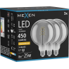 Mexen Vintis 3x LED-Filament-Glühbirne Spirale E27, G125, 8W, Warm - 2200K, 450 lm, Rauch - L168-E27-0822-70x03