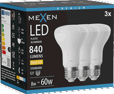 Mexen Nova 3x LED-Glühlampe E27, R63, 8W, Warm - 3000K, 840 lm - L104-E27-0830-01x03
