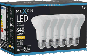 Mexen Nova 6x LED-Glühbirne E27, R63, 8W, Warm - 3000K, 840 lm - L104-E27-0830-01x06