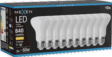 Mexen Nova 10x LED-Glühbirne E27, R63, 8W, Warm - 3000K, 840 lm - L104-E27-0830-01x10