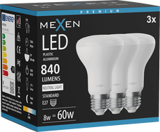 Mexen Nova 3x LED-Glühbirne E27, R63, 8W, Neutral - 4000K, 840 lm - L104-E27-0840-01x03