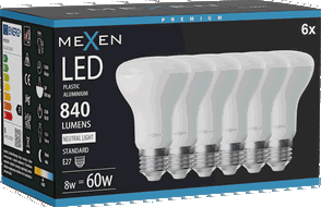 Mexen Nova 6x LED-Lampe E27, R63, 8W, Neutral - 4000K, 840 lm - L104-E27-0840-01x06
