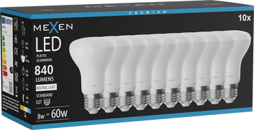 Mexen Nova 10x LED-Glühbirne E27, R63, 8W, Neutral - 4000K, 840 lm - L104-E27-0840-01x10