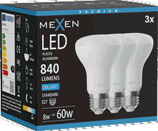 Mexen Nova 3x LED-Glühbirne E27, R63, 8W, Kalt - 6500K, 840 lm - L104-E27-0865-01x03
