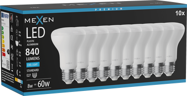 Mexen Nova 10x LED Lampe E27, R63, 8W, Kalt - 6500K, 840 lm - L104-E27-0865-01x10