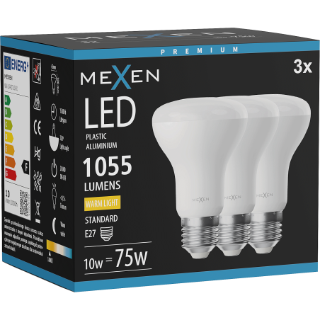 Mexen Nova 3x LED-Lampe E27, R63, 10W, Warm - 3000K, 1055 lm - L104-E27-1030-01x03