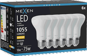 Mexen Nova 6x LED-Glühbirne E27, R63, 10W, Warm - 3000K, 1055 lm - L104-E27-1030-01x06